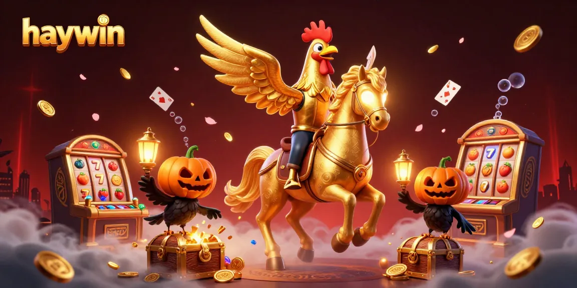 Join the fun at haywin as a golden rooster rides through a thrilling casino adventure.