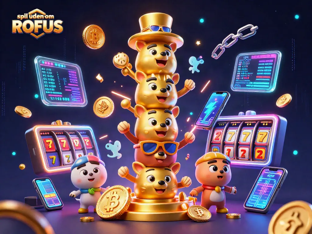 Engage with thrilling gaming experiences at spil uden om ROFUS featuring vibrant neon elements and a 3D totem.