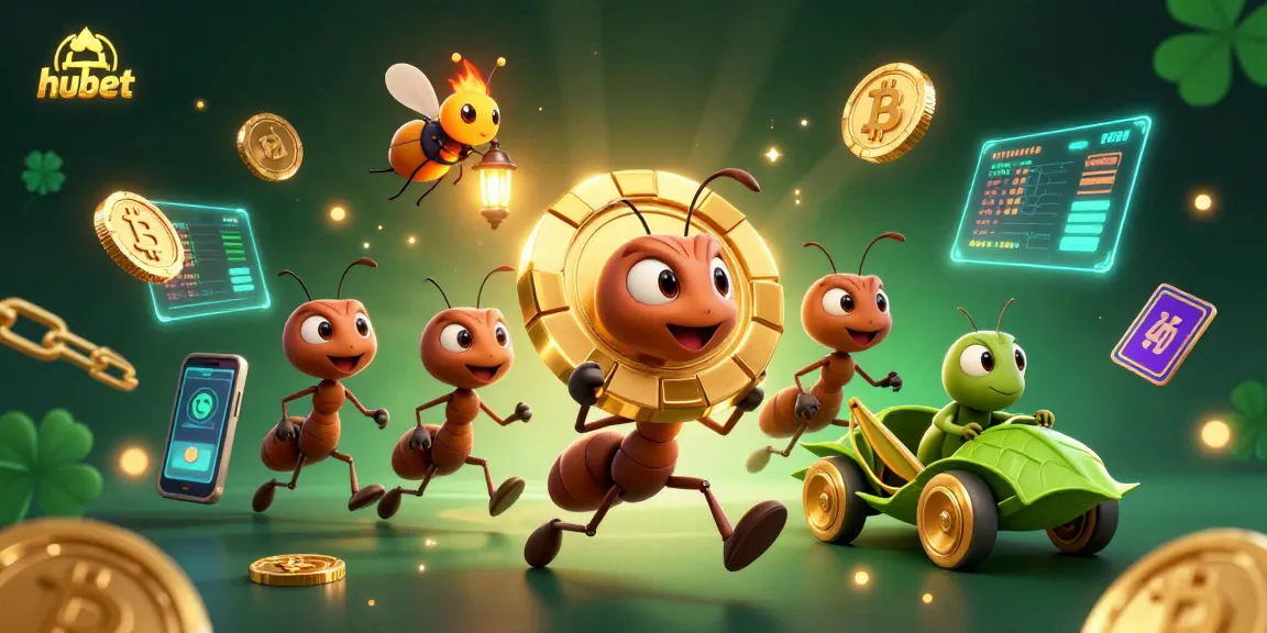 Join the hubet team of ants in a thrilling casino heist with oversized poker chips and crypto elements!
