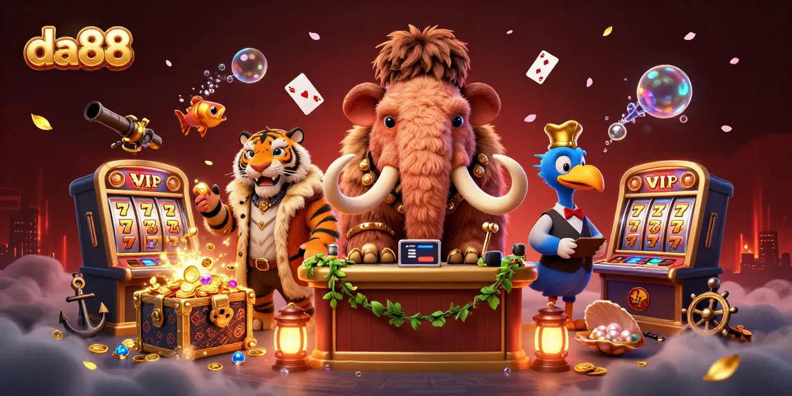 Engage in thrilling da88 gaming with a vibrant casino scene featuring unique characters and exciting elements.