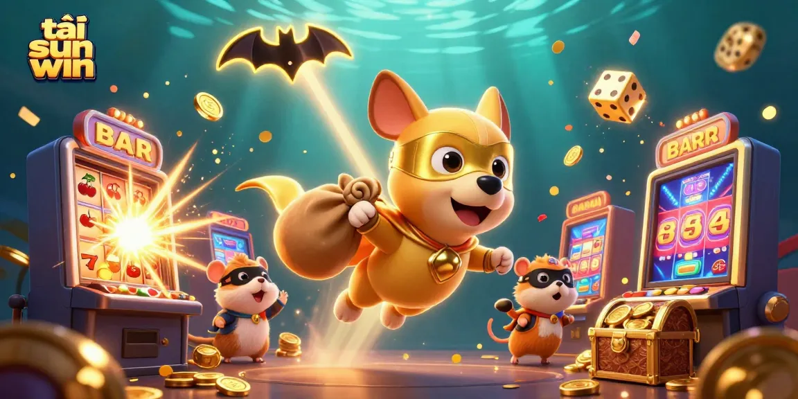 Spin and win with "tải sun win" in this vibrant 3D casino scene filled with dynamic game elements.