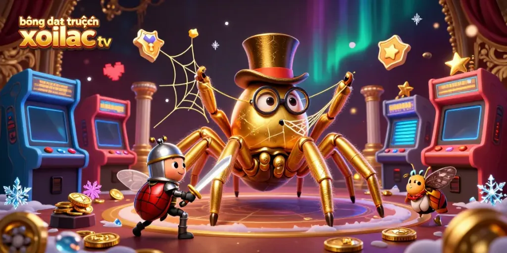 Experience thrilling gameplay with a captivating scene from bóng đá trực tuyến xoilac tv, showcasing dynamic characters and vibrant casino elements.