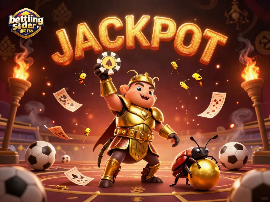 Betting sider uden ROFUS showcased through a victorious beetle and dynamic betting elements in a casino environment.
