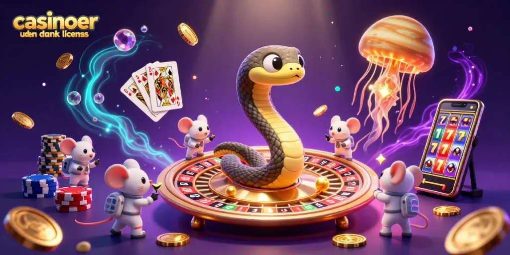 Spin the Saturn ring roulette at casinoer uden dansk licens, with cosmic characters and vibrant action.