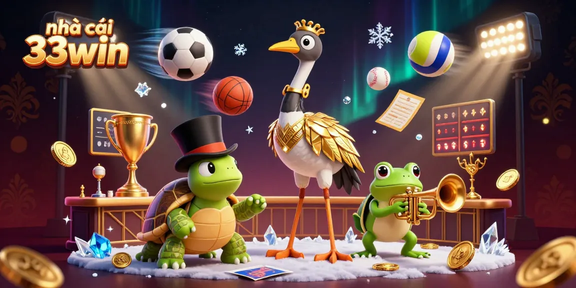 Engage with nhà cái 33win through a vibrant 3D casino scene filled with dynamic sports betting elements.